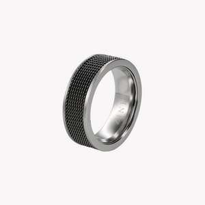 Zink Men's Silver & Black Stainless Steel Ring | Zjrg006spmg by i-watch