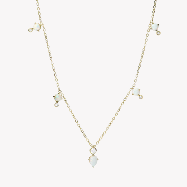 Fossil Women's Gold-Tone Necklace, White Opal & Crystal Accents | JF03880710