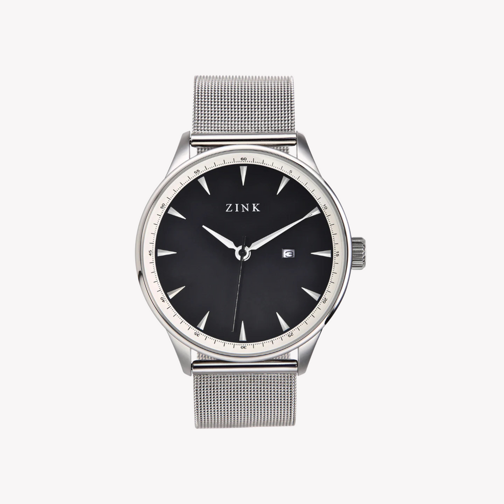 Zink Men's Stainless Steel Black Dial Quartz Watch | Zk127g1ms-26 by i-watch