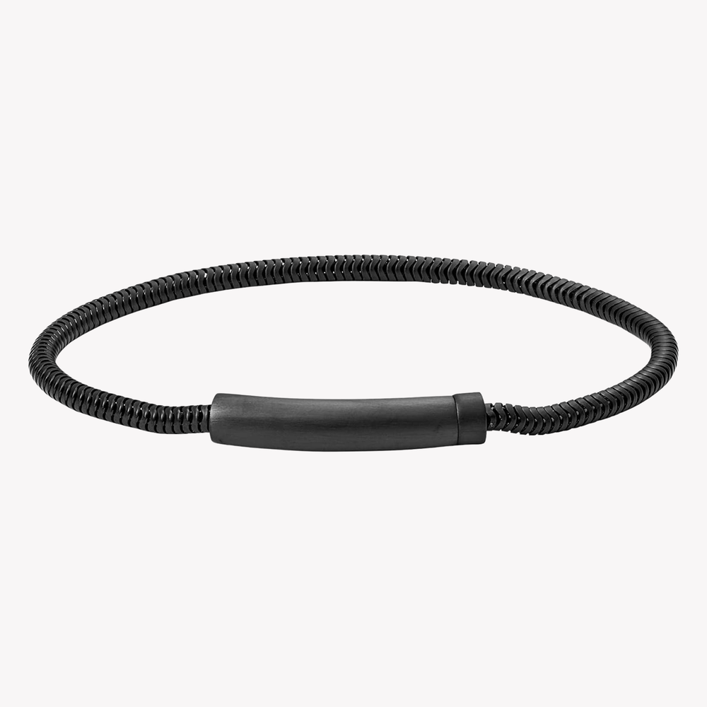 Fossil Men's Black Bracelet, Steel Cord Chain | JF03099001