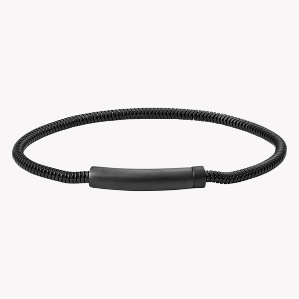 Fossil Men's Black Bracelet, Steel Cord Chain | JF03099001