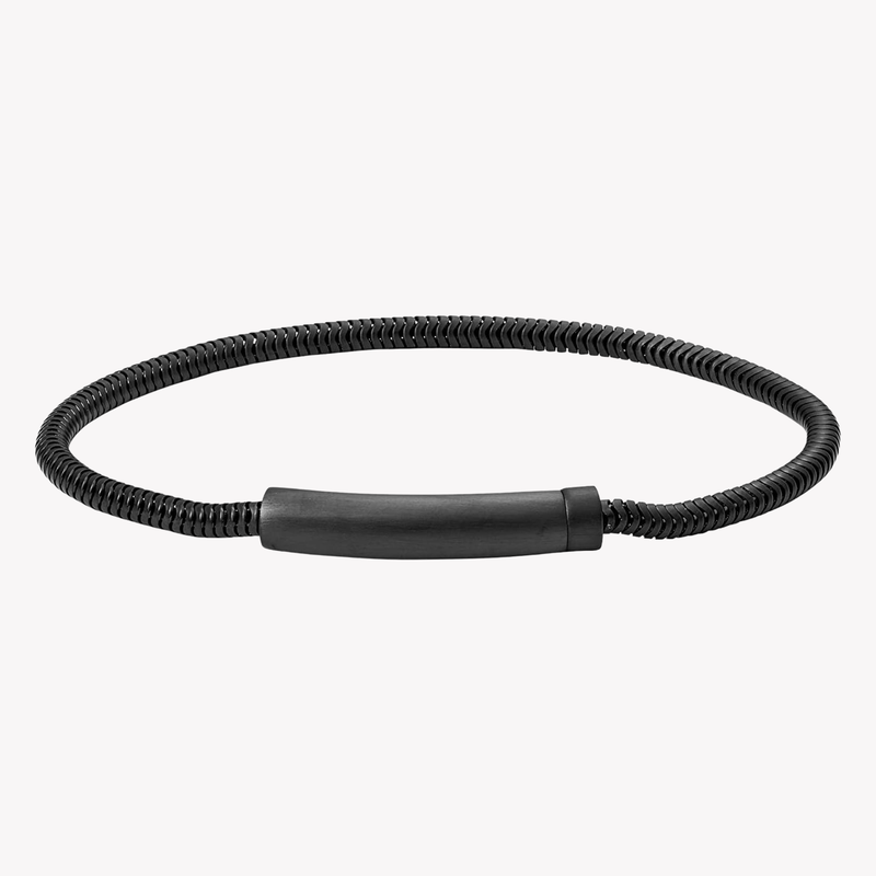 Fossil Men's Black Bracelet, Steel Cord Chain | JF03099001