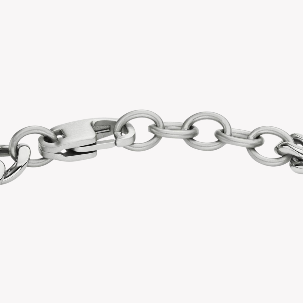 Fossil Men's Silver-Tone Chain Bracelet, Heritage D-Link | JF04342040