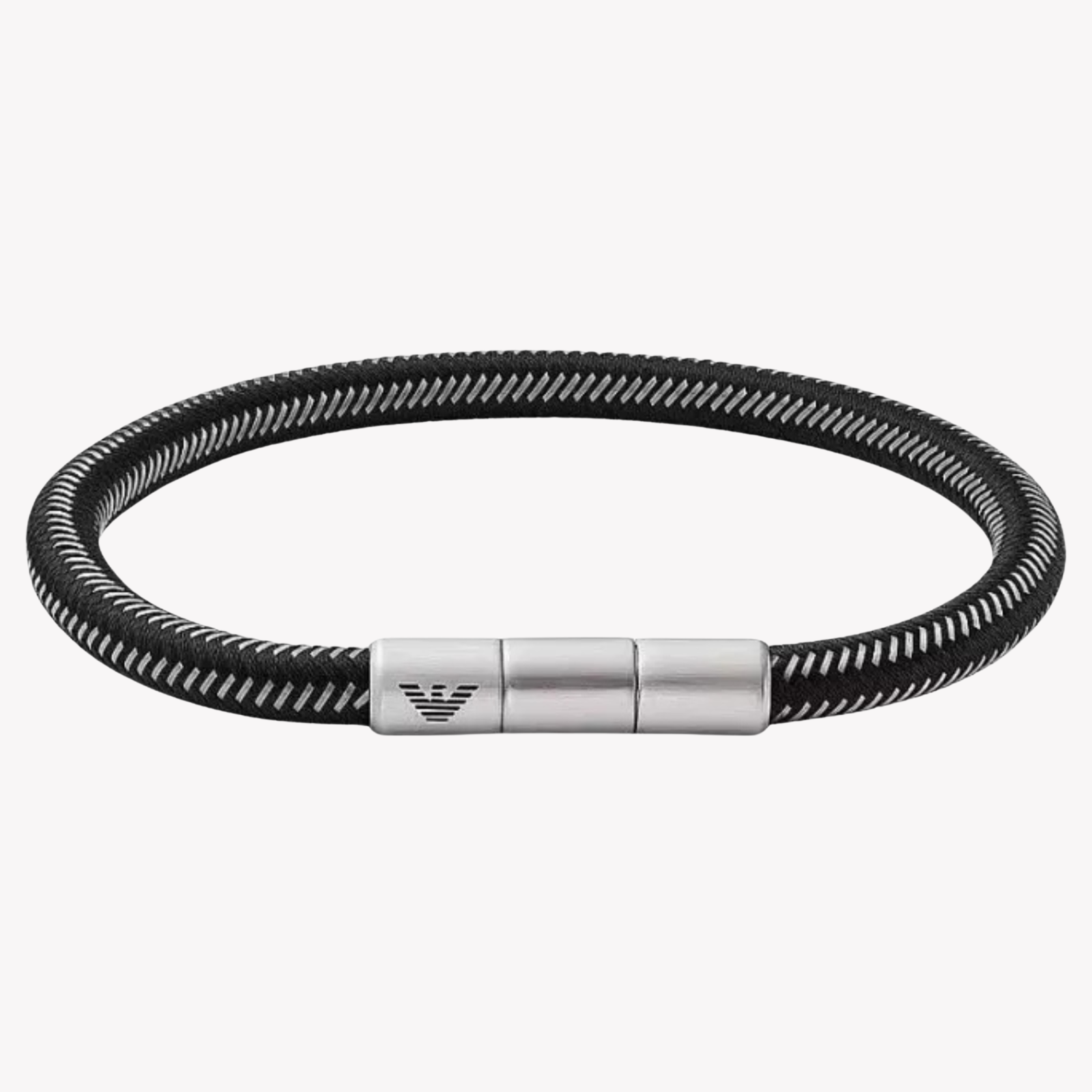 Emporio Armani Men's Black Bracelet, Braided Nylon & Stainless Steel ID | EGS2991040