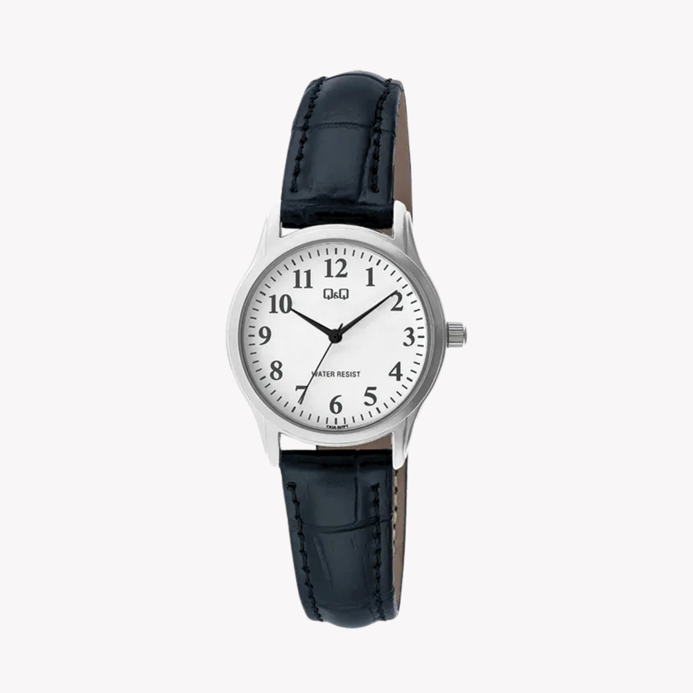 Q&Q Women's Silver & Black Watch, White Dial | C03A-007PY