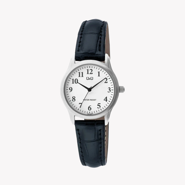Q&Q Women's Silver & Black Watch, White Dial | C03A-007PY