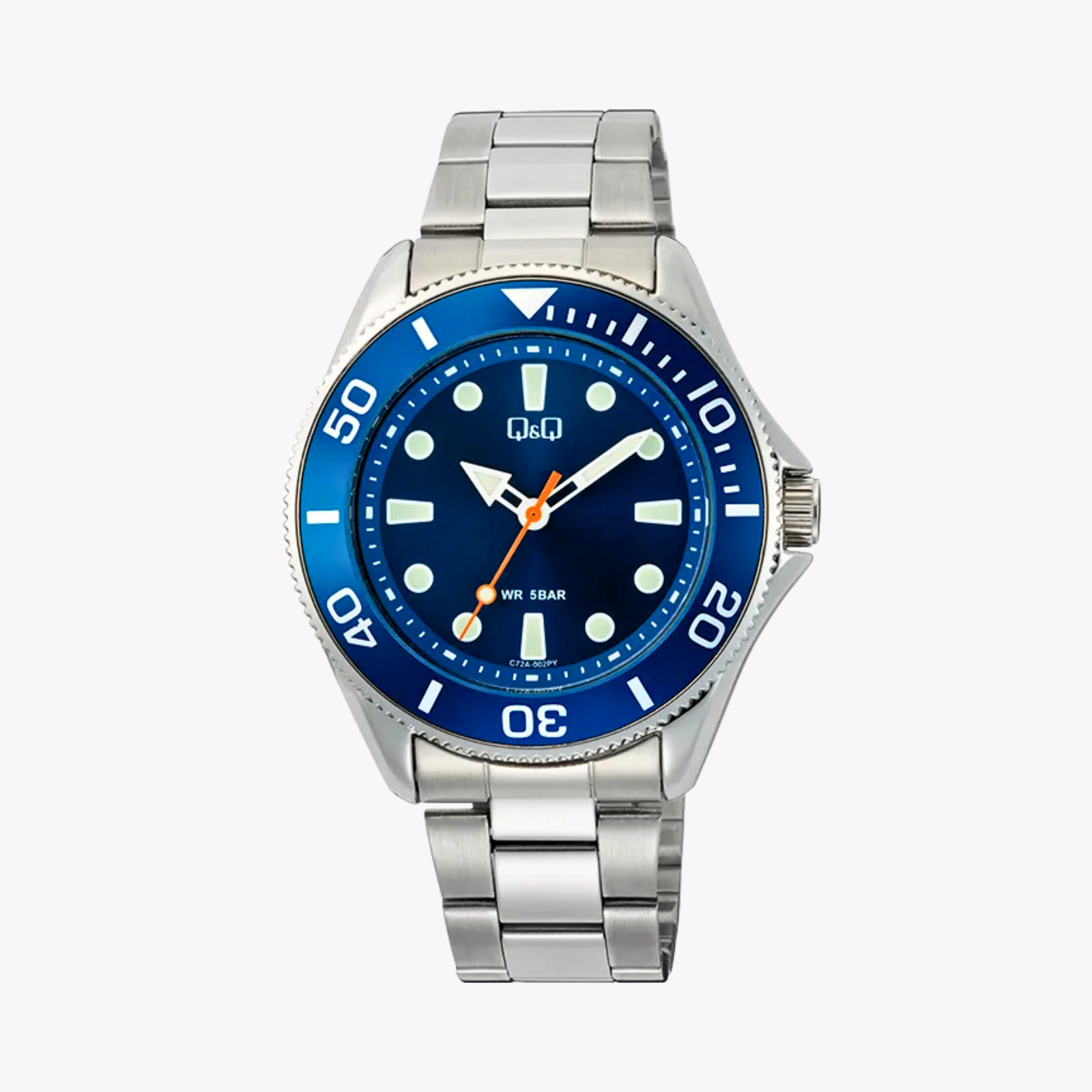 Q&Q Men's Silver Men's Watch, Blue Dial | C72A-002PY