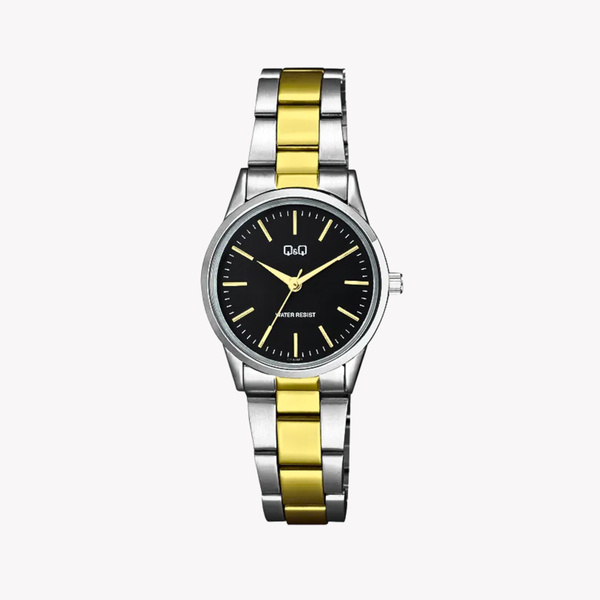 Q&Q Women's Silver & Gold Women's Watch, Black Dial | C11A-006PY