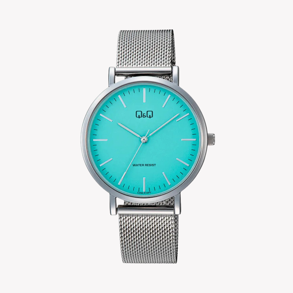 Q&Q Men's Silver Watch, Blue Dial | C34A-015PY