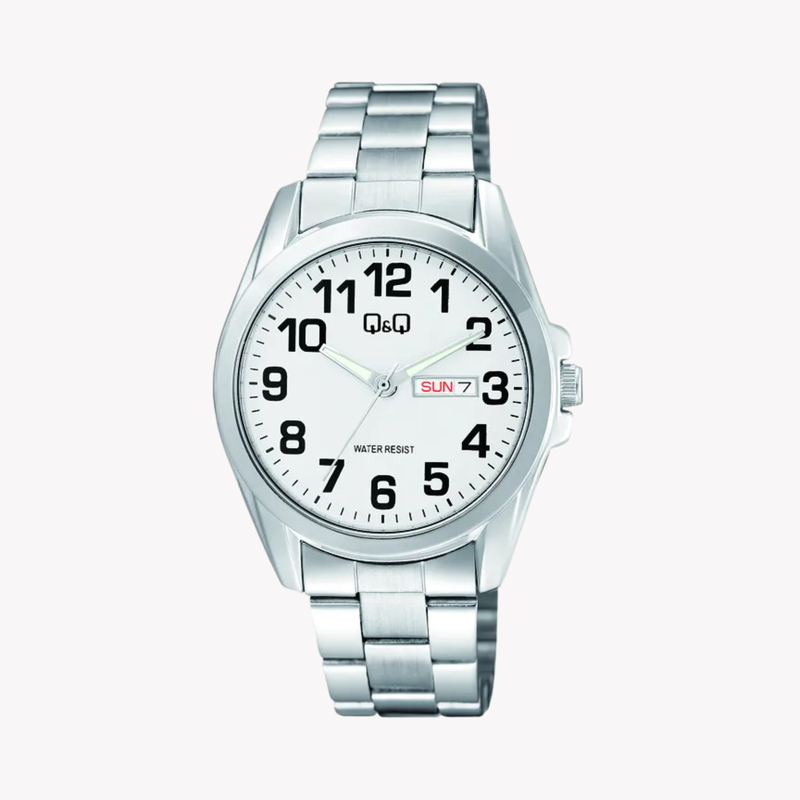 Q&Q Men's Silver Watch, White Dial | A05A-002PY