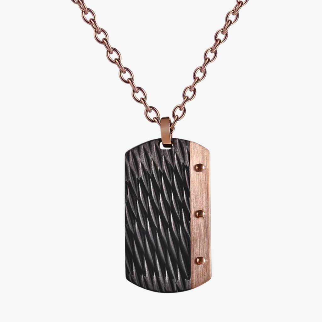Zink Men's Rose Gold & Black Stainless Steel Necklace | Zjpd01811