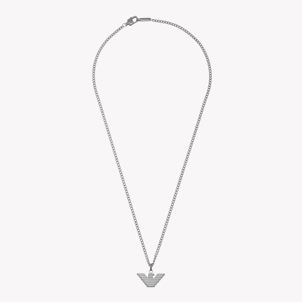 Emporio Armani Men's Silver Necklace, Logo Pendant | EGS2916040