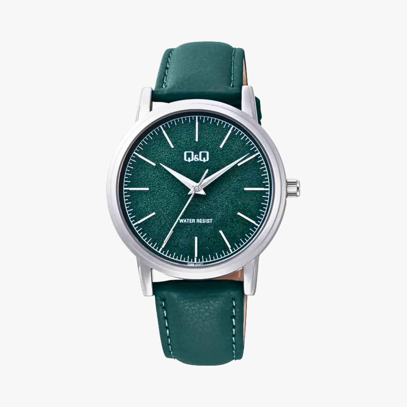 Q&Q Men's Silver Watch, Green Dial | Q59B-003PY
