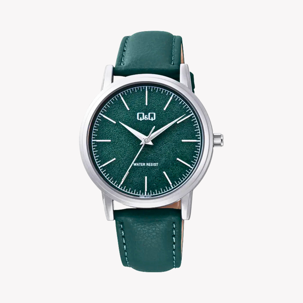 Q&Q Men's Silver Watch, Green Dial | Q59B-003PY