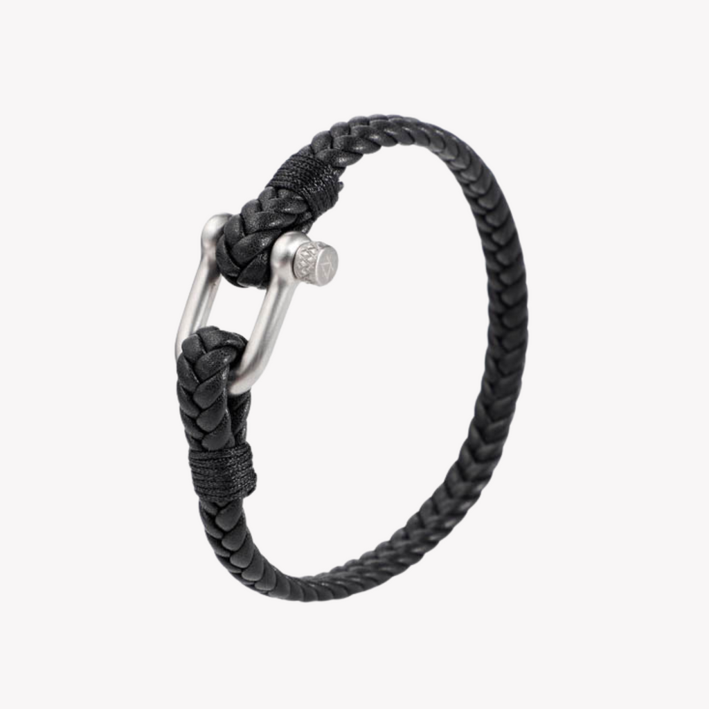 Zink Men's Black & Silver Stainless Steel & Leather Bracelet | Zjbc044sm