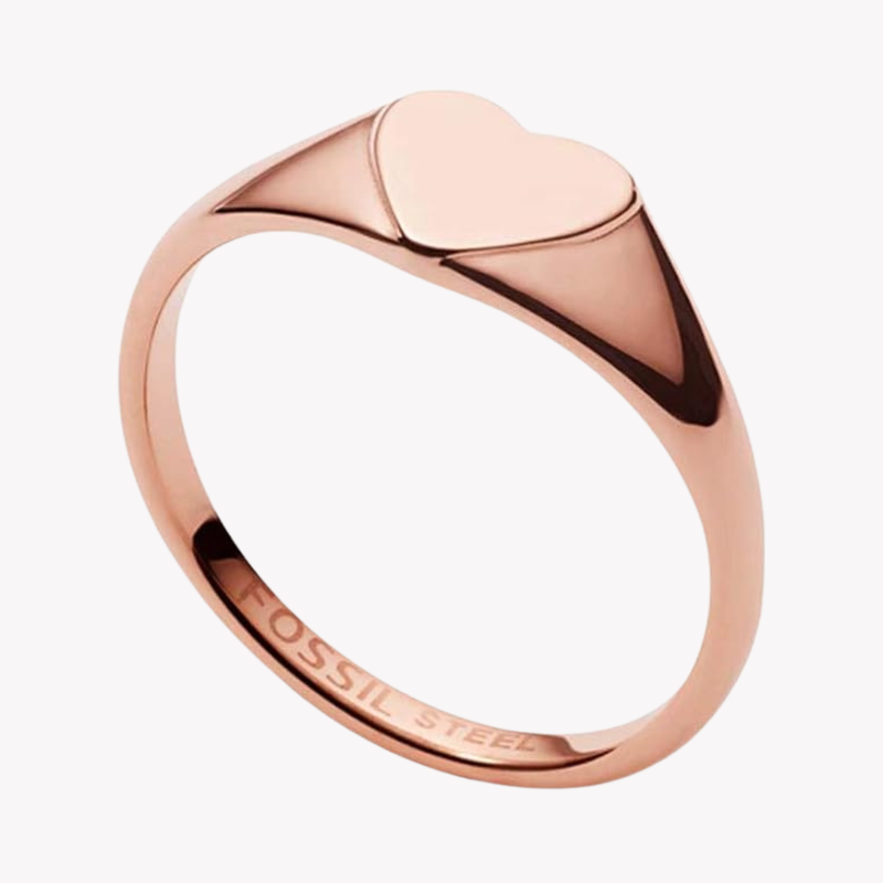 Fossil Women's Rose Gold-Tone Ring, Heart Detail | JF03366791505