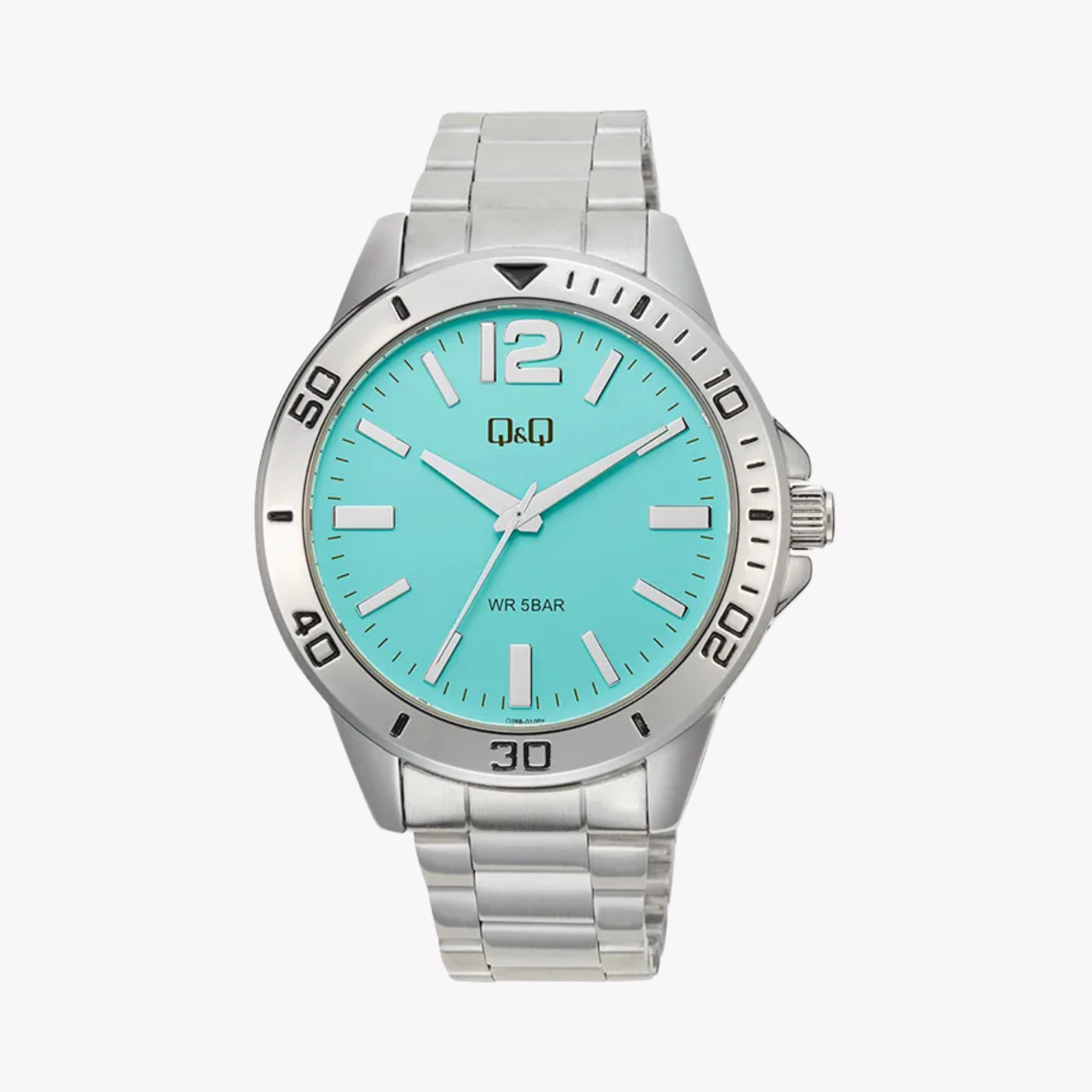 Q&Q Men's Silver Watch, Tiffany Blue Dial | Q28B-010PY