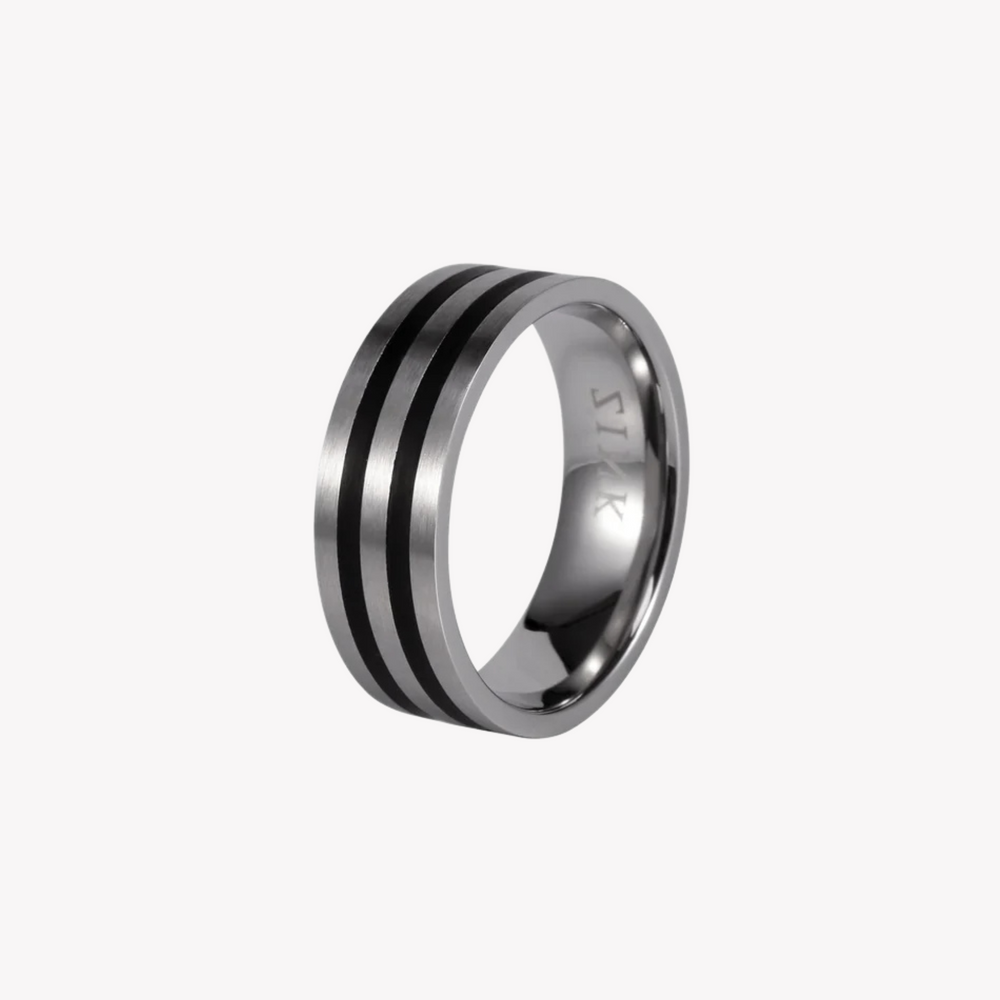 Zink Men's Silver & Black Stainless Steel Ring | Zjrg005spb by i-watch