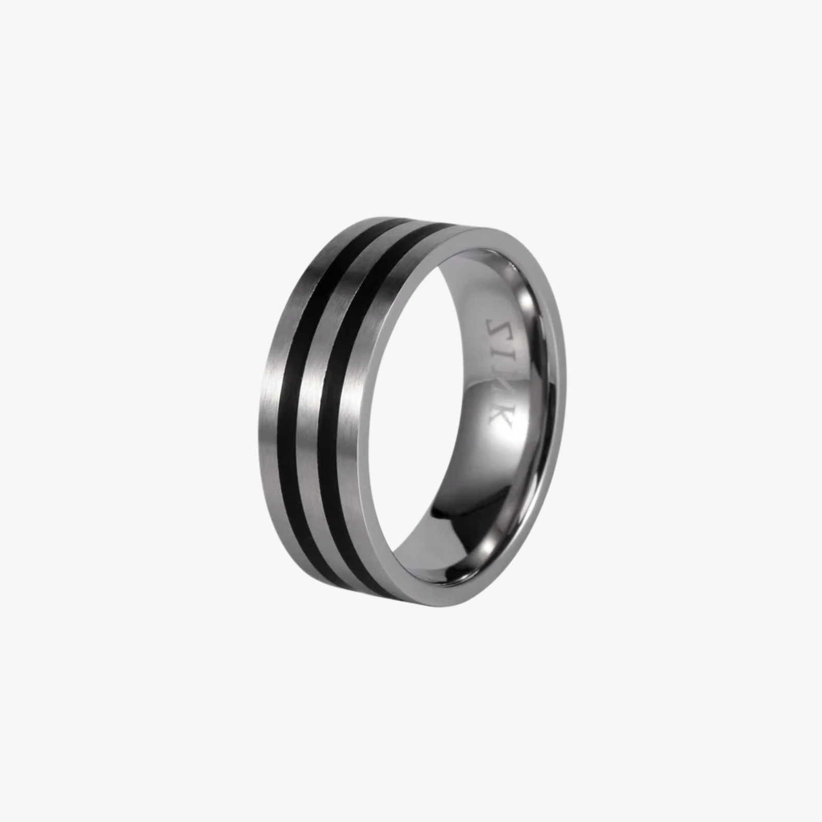 Zink Men's Silver & Black Stainless Steel Ring | Zjrg005spb by i-watch