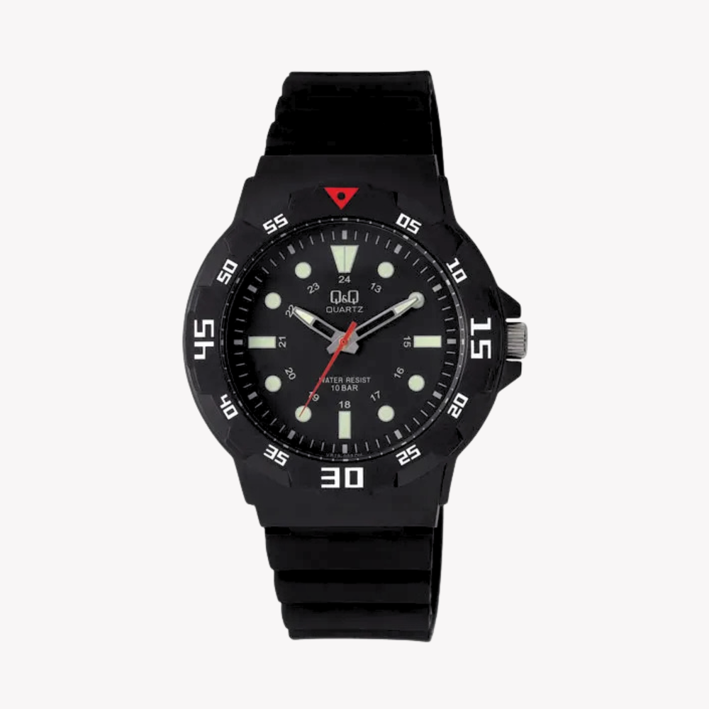 Q&Q Watch By Citizen VR18J002Y Men Analog Watch with Black Rubber Strap