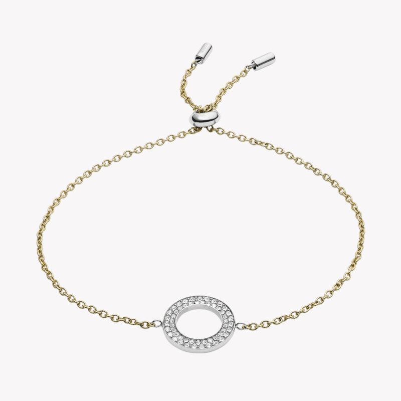 Fossil Women's Silver & Gold Bracelet, Eternity Circles Charm | JF03282998