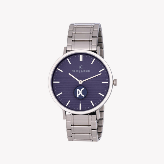 PIERRE CARDIN CBV.1102 LUXUSUHR FÜR HERREN – SILBERNES METALLGEHÄUSE UND BLAUES ZIFFERBLATT