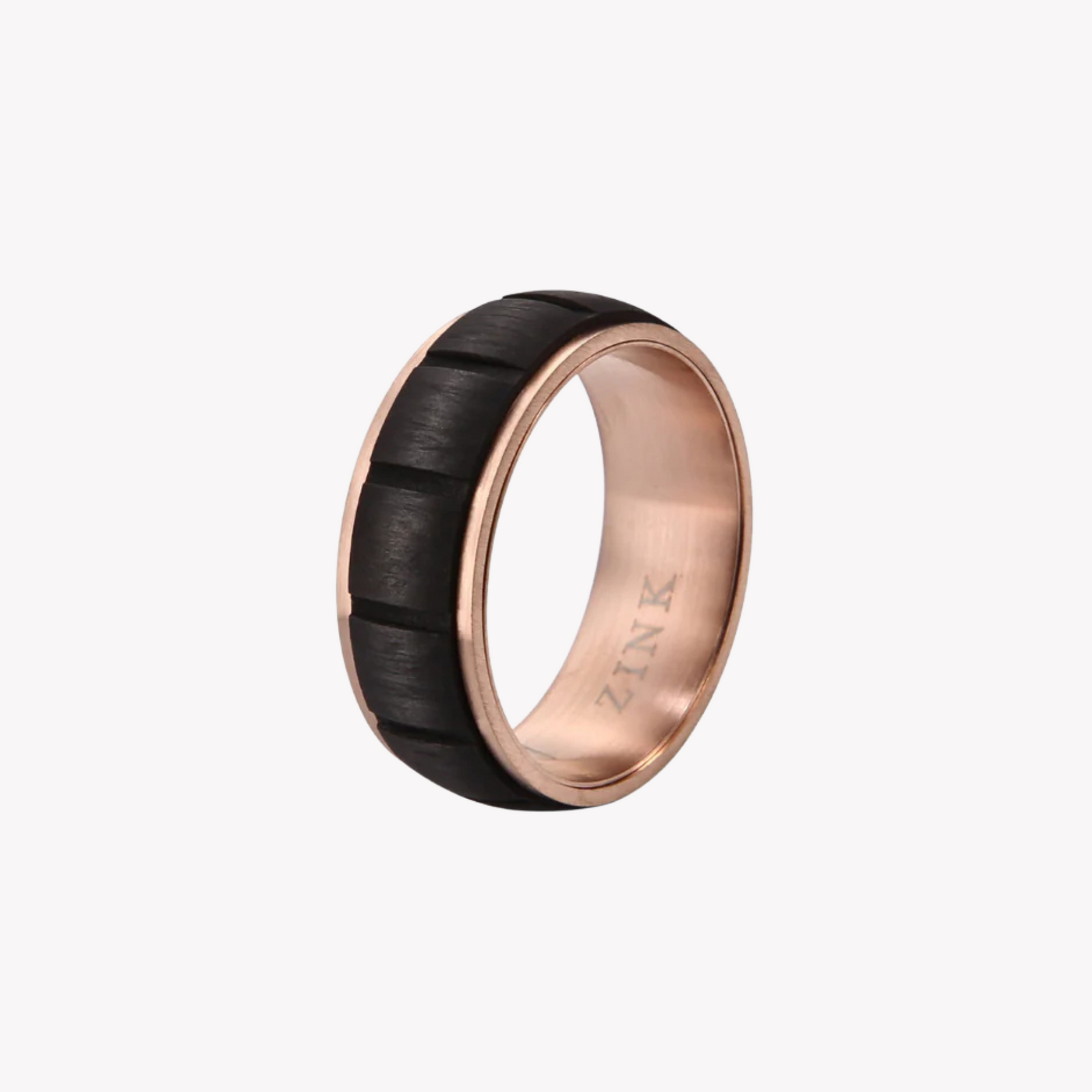 Zink Men's Rose Gold & Black Stainless Steel Ring | Zjrg028rg by i-watch