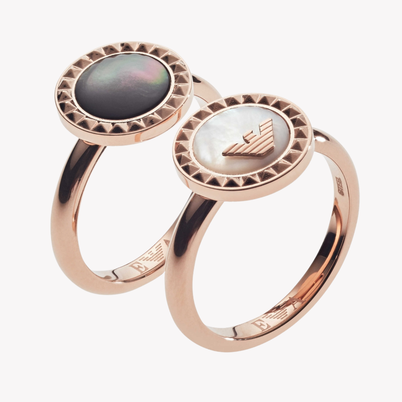 Emporio Armani Men's Rose Gold Ring, Mother of Pearl Inlay | EGS2561221510