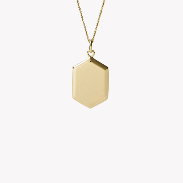 Fossil Women's Gold-Tone Necklace, Hexagonal Pendant | JF03363710