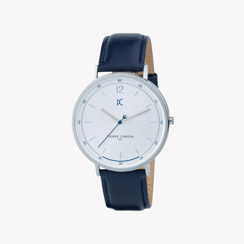 Pierre Cardin Men's Blue Leather Watch, Silver Dial | Cbn.3002 by i-watch