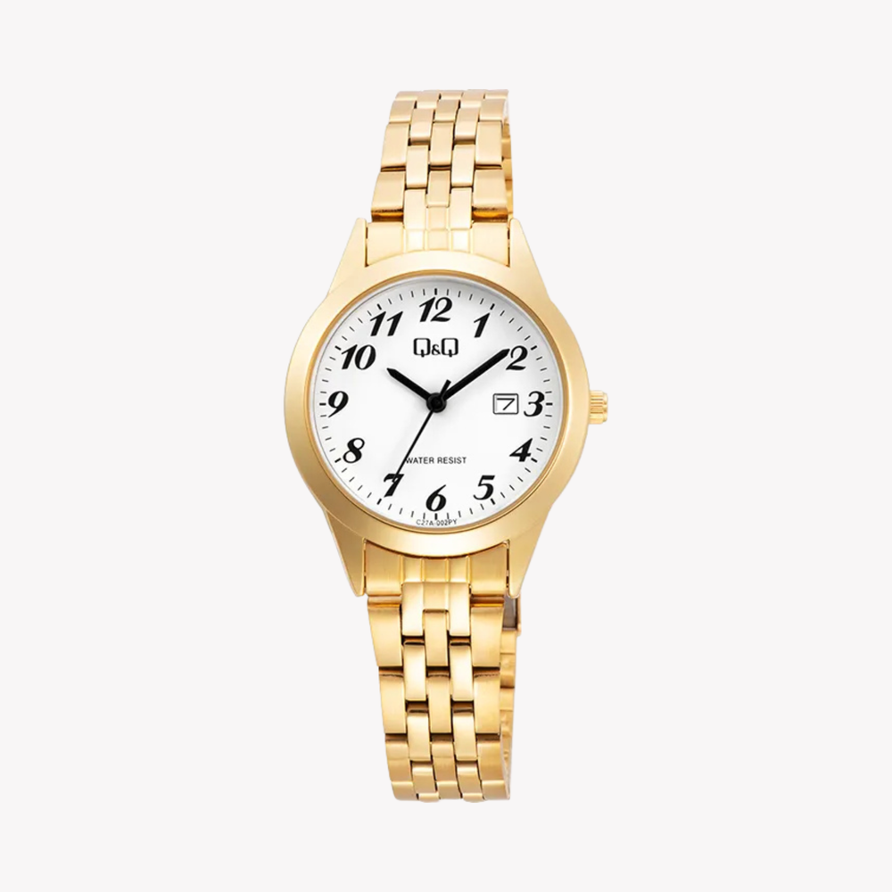 Q&Q Women's Gold Women's Watch, White Dial | C27A-002PY