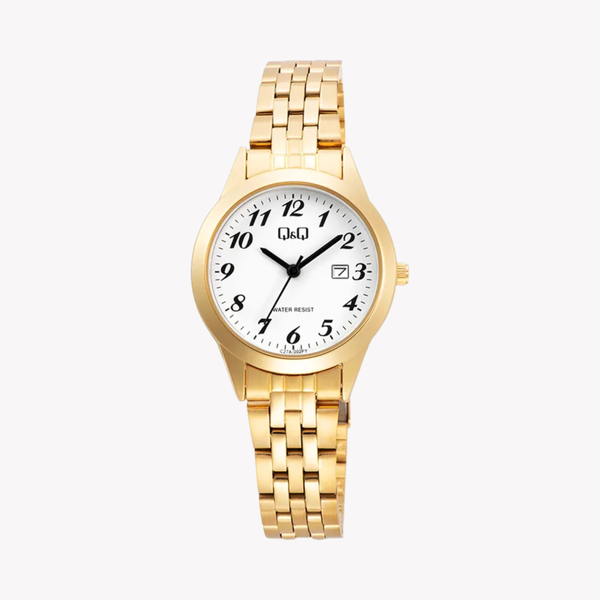 Q&Q Women's Gold Women's Watch, White Dial | C27A-002PY