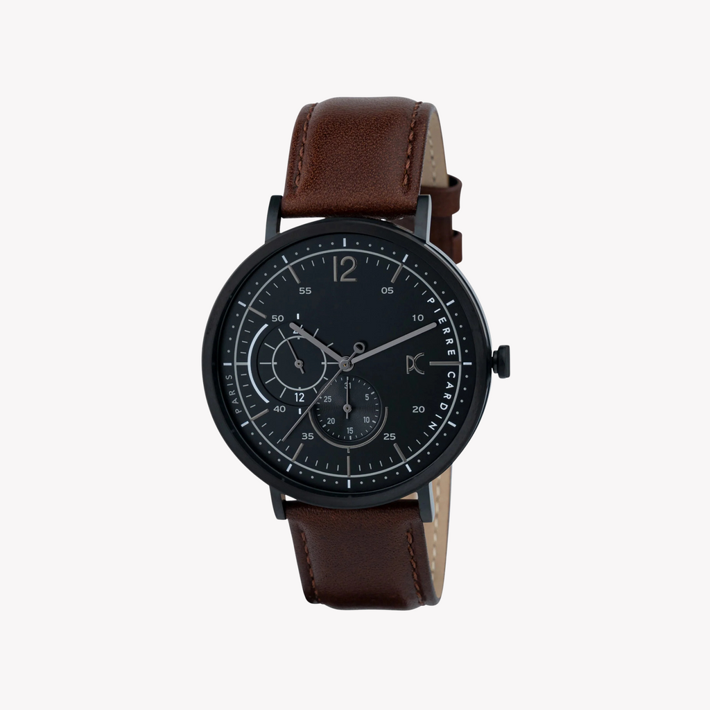 بيير كاردان CBN.3024 أناقة كلاسيكية - ساعة رجالية فاخرة بسوار جلد بني