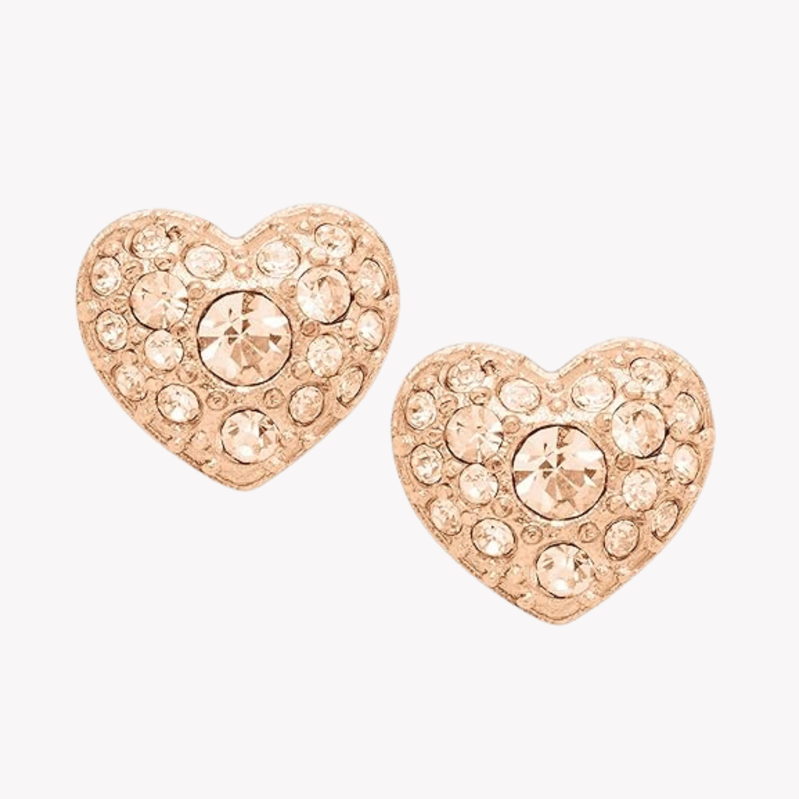 Fossil Women's Rose Gold Earrings, Glitz Heart Studs | JF01151791