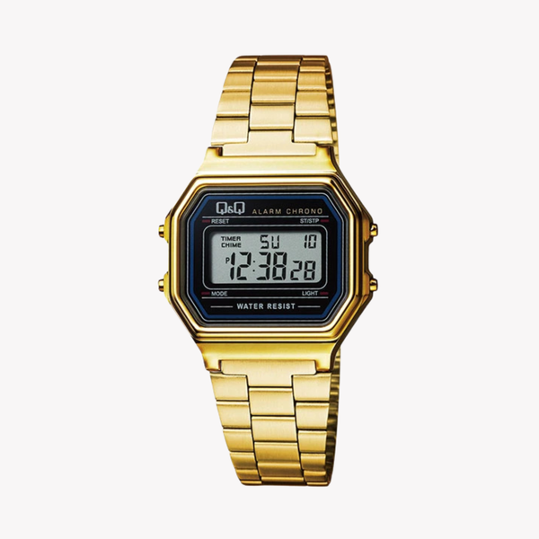 Q&Q Men's Gold Men's Watch, Black Digital Dial | M173J003Y
