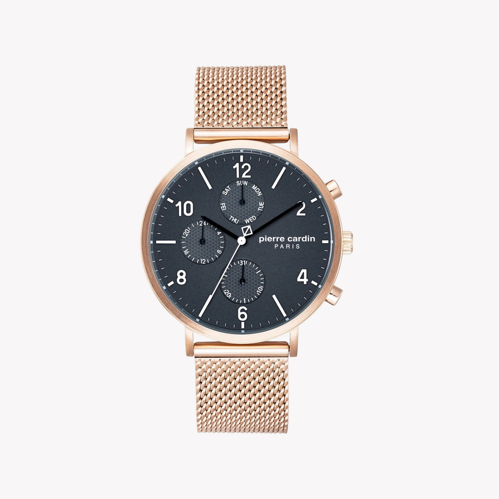 Pierre Cardin Men's Rose Gold Watch, Black Dial | Pc902641f18 by i-watch