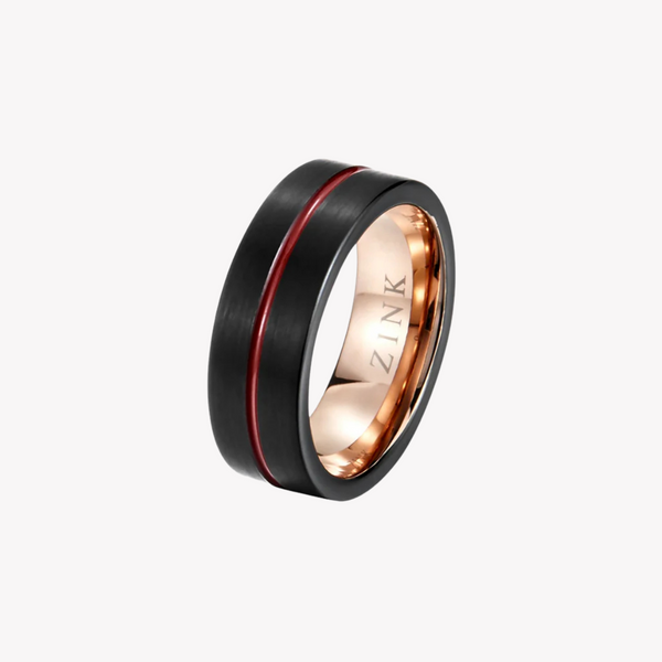 Zink Men's Black & Red Stainless Steel & Tungsten Ring | Zjrg031tbr