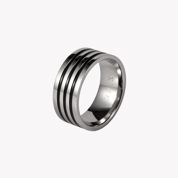 Zink Men's Silver & Black Stainless Steel & Tungsten Ring | Zjrg003spb