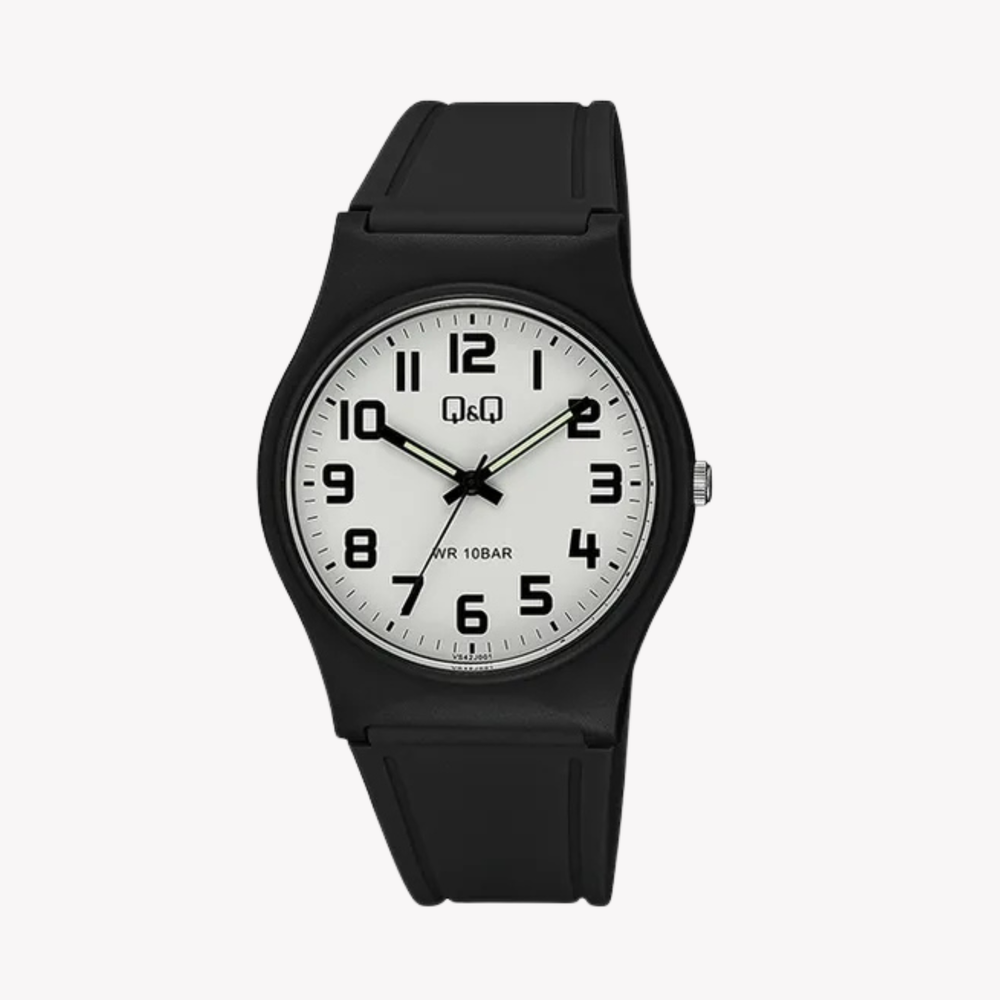 Q&Q Men's Black Men's Watch, White Dial | VS42J001Y