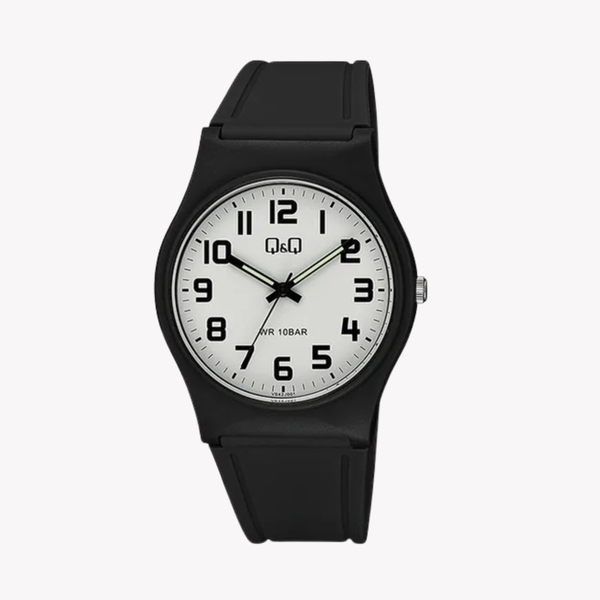 Q&Q Men's Black Men's Watch, White Dial | VS42J001Y