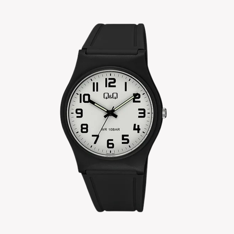 Q&Q Men's Black Men's Watch, White Dial | VS42J001Y