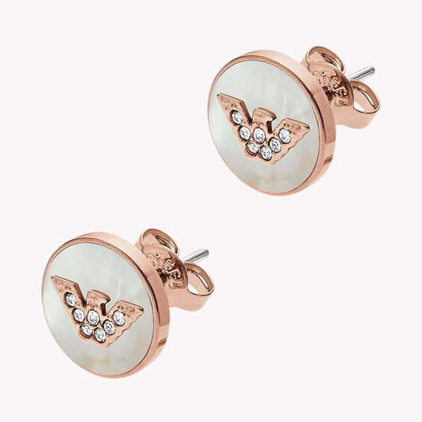 Emporio Armani Women's Rose Gold Earrings, Mother of Pearl & Crystal | EGS2311221