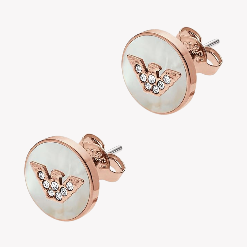 Emporio Armani Women's Rose Gold Earrings, Mother of Pearl & Crystal | EGS2311221
