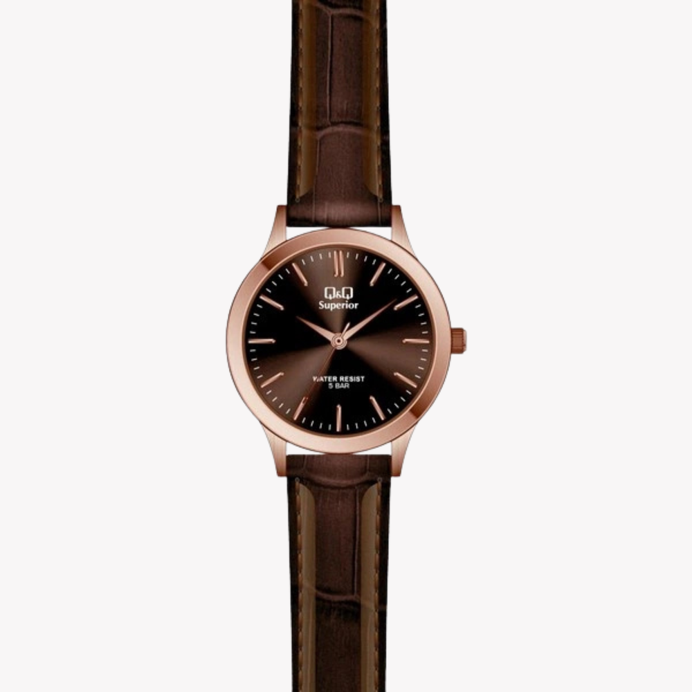 Q&Q SUPERIOR Women's Rose Gold Watch, Maroon Dial | S279J102Y