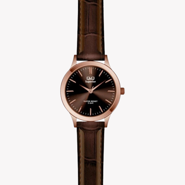 Q&Q SUPERIOR Women's Rose Gold Watch, Maroon Dial | S279J102Y