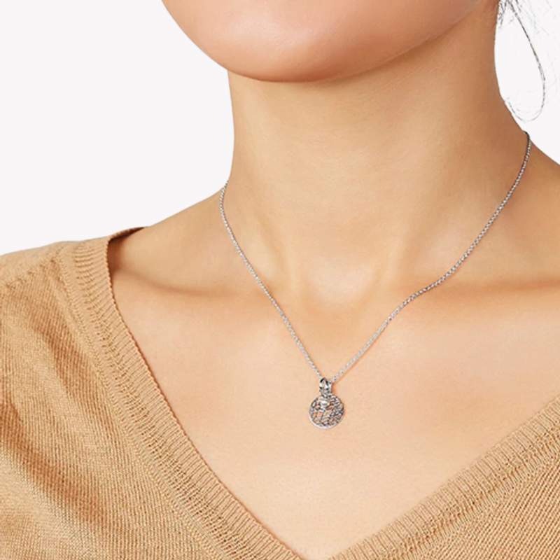 Fossil Women's Silver & Rose Gold Necklace, Abstract Cutout Pendant | JFS00488998
