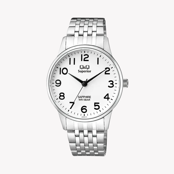 Q&Q SUPERIOR Men's Silver Watch, White Dial | S280J214Y