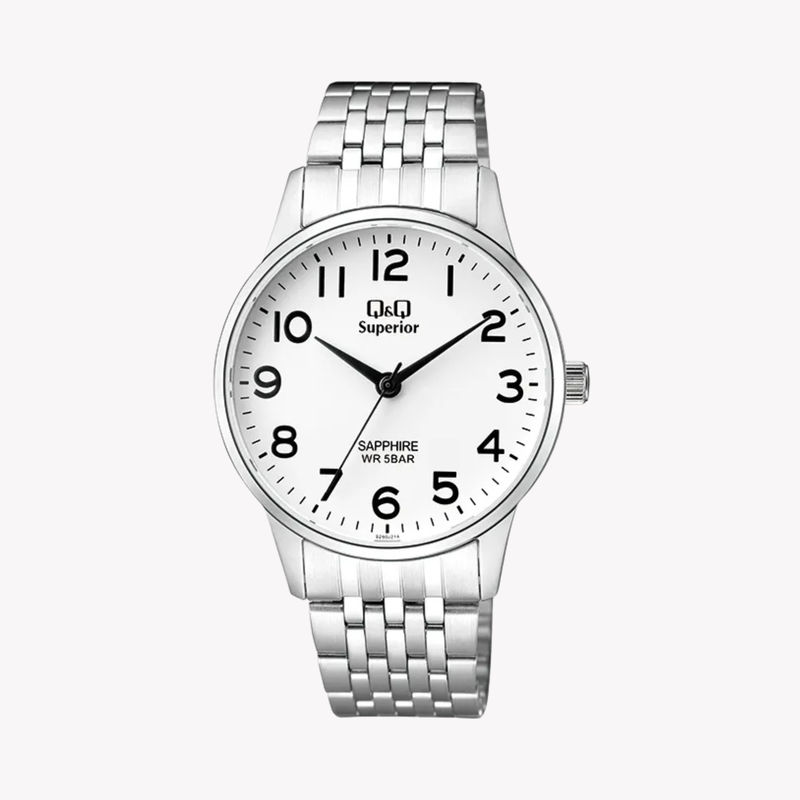 Q&Q SUPERIOR Men's Silver Watch, White Dial | S280J214Y