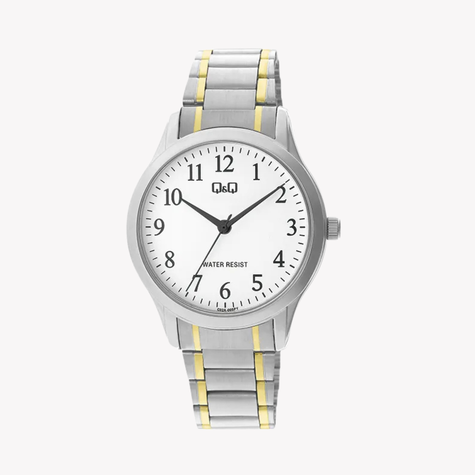 Q&Q Men's Silver & Gold Watch, White Dial | C02A-005PY