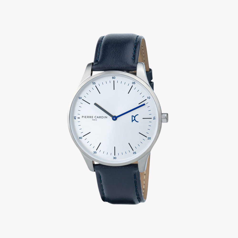 Pierre Cardin Men's Silver Watch, Blue Leather Band | Cba.4001 by i-watch